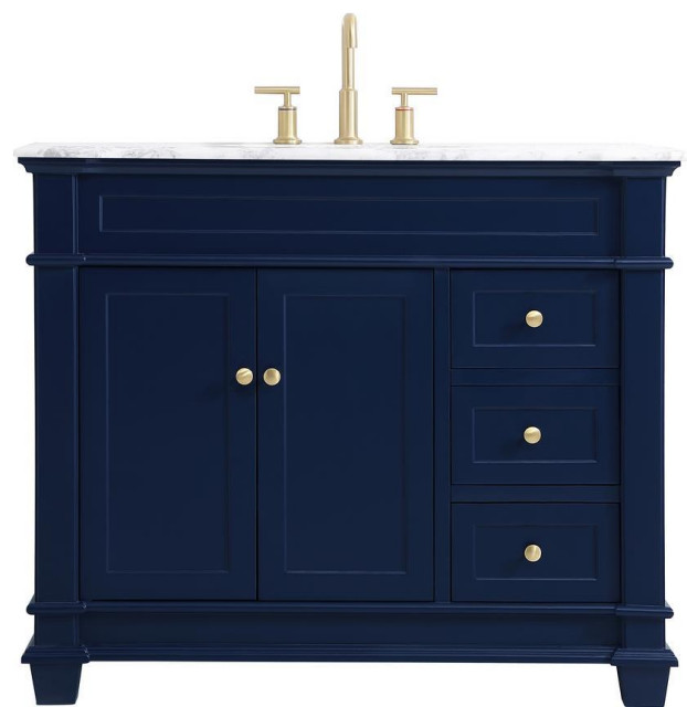 42" Blue Transitional Vanity Set, Single - Transitional - Bathroom ...