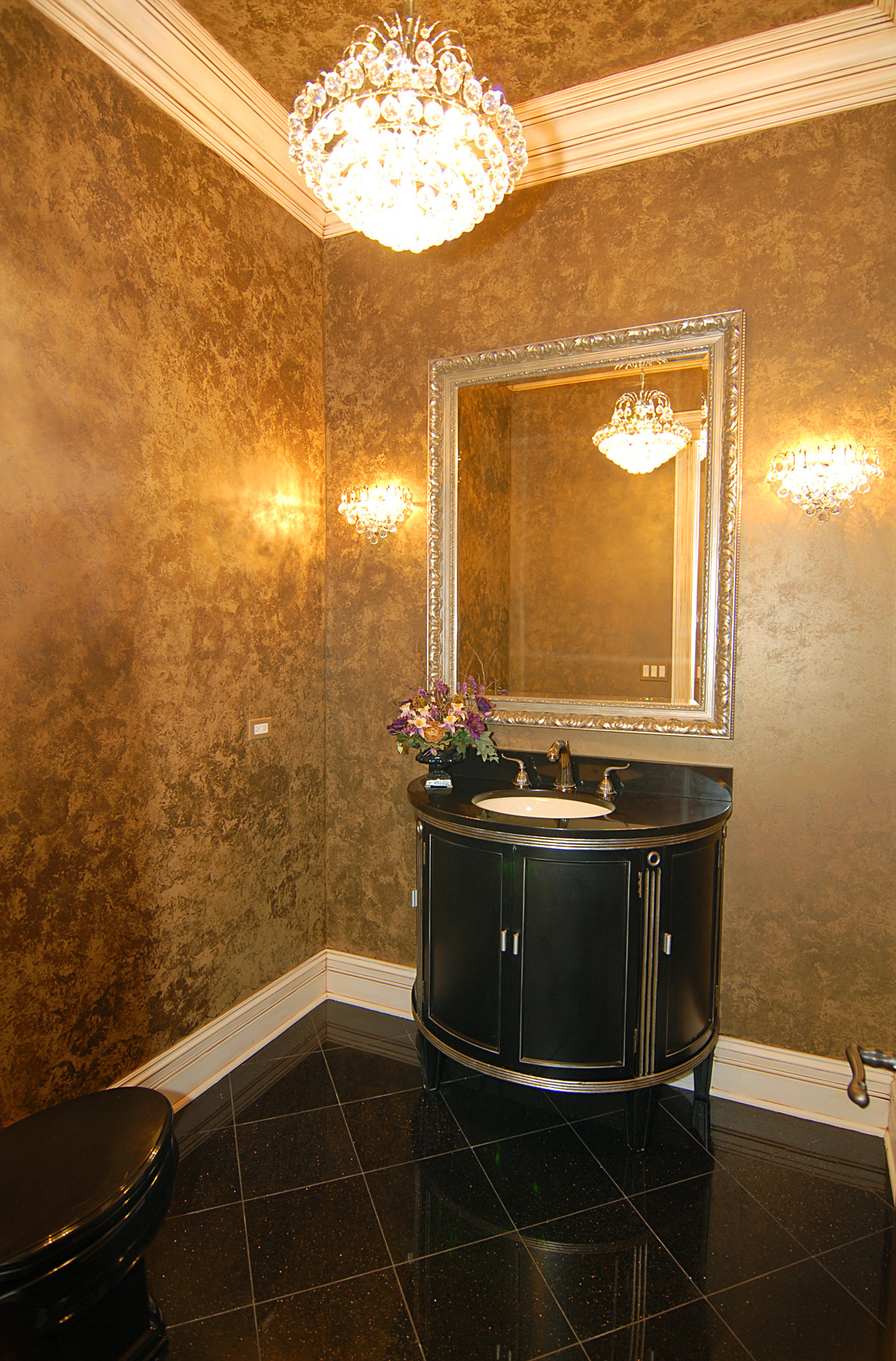 Luxury Black Granite Powder Bathroom
