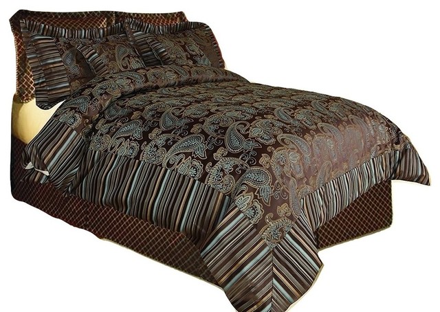 Tache Paisley Dark Brown Comforter Set 
