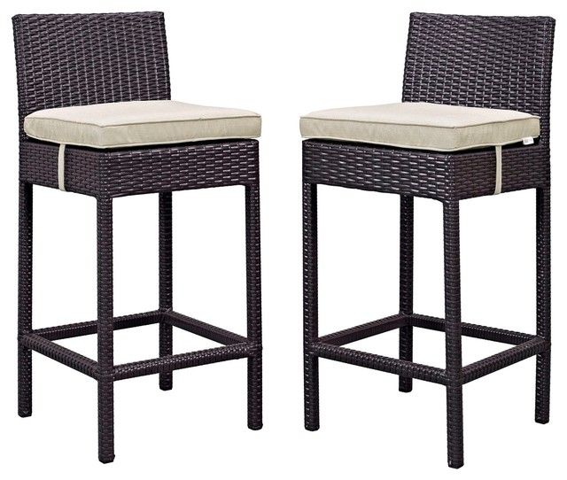 Set of 2 BOWERY HILL Patio Bar Stool in Chocolate