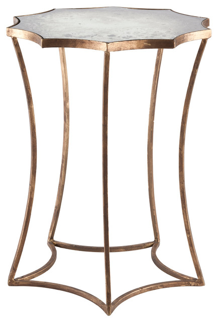 Astre Antique Gold Leaf Star Shaped Mirrored Side End Table Astre Antique Gold Leaf Star Shaped Mirrored Side End Table