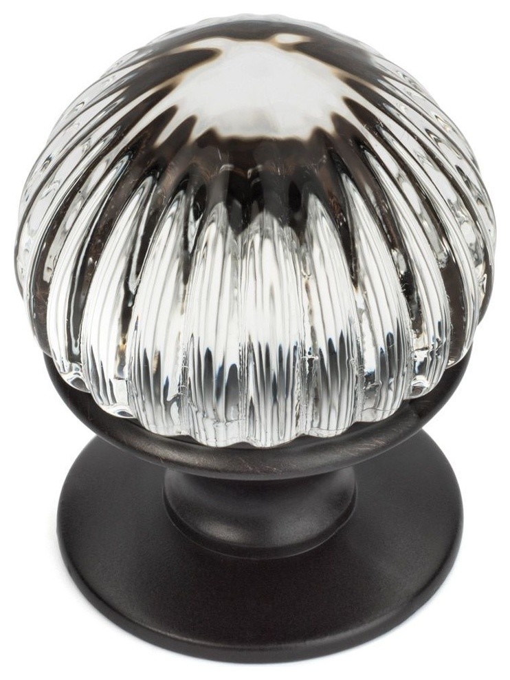 Cosmas 6812ORB-C Oil Rubbed Bronze & Clear Glass Round Cabinet Knob
