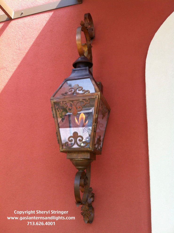 Sheryl's French Chateau Natural Gas Lantern with Natural Copper Finish