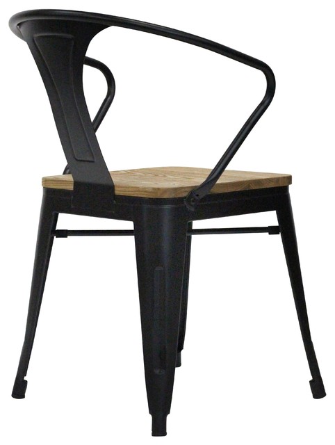 Split Matte Black Dining Chairs, Set of 2