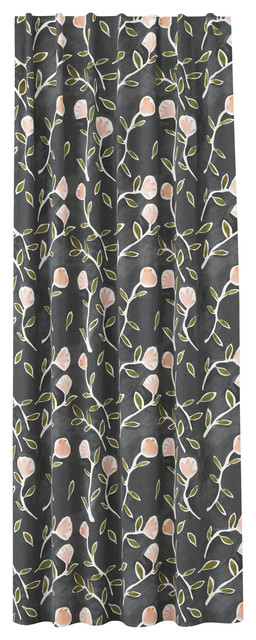 Blackout Curtain In Caroline Floral Gray Peach Contemporary