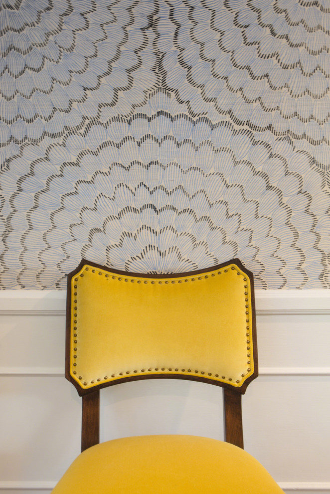 Mid-sized transitional hallway photo in Los Angeles with gray walls