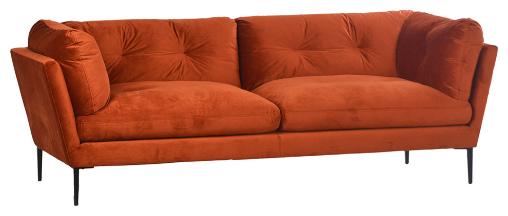 Midcentury Orange Velvet Sofa Contemporary Sofas By Design Mix Furniture