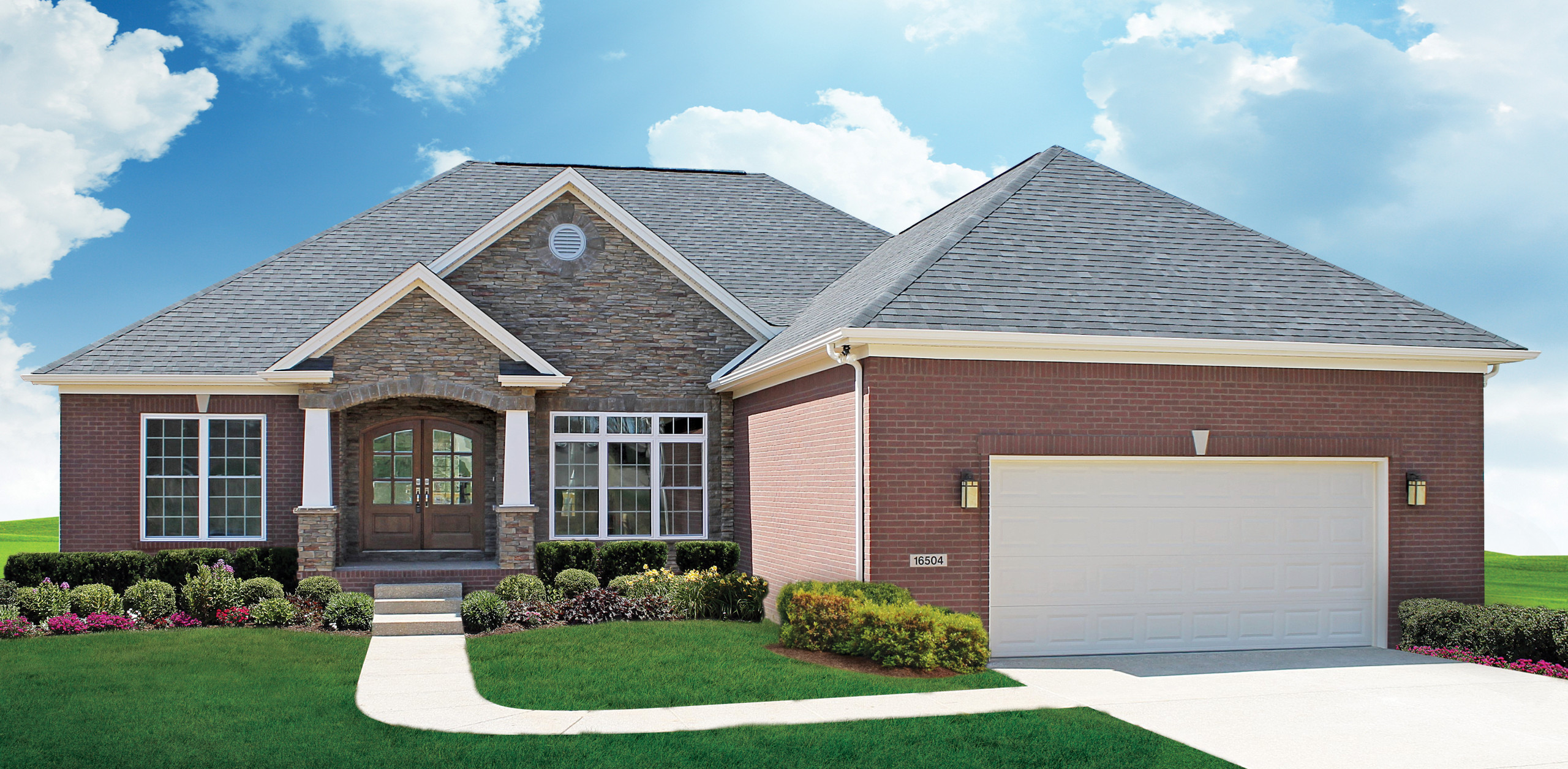 Modification Request for Plan 17528LV: Stone and Brick French Country Home  Plan | Architectural Designs, image size:2560x1256