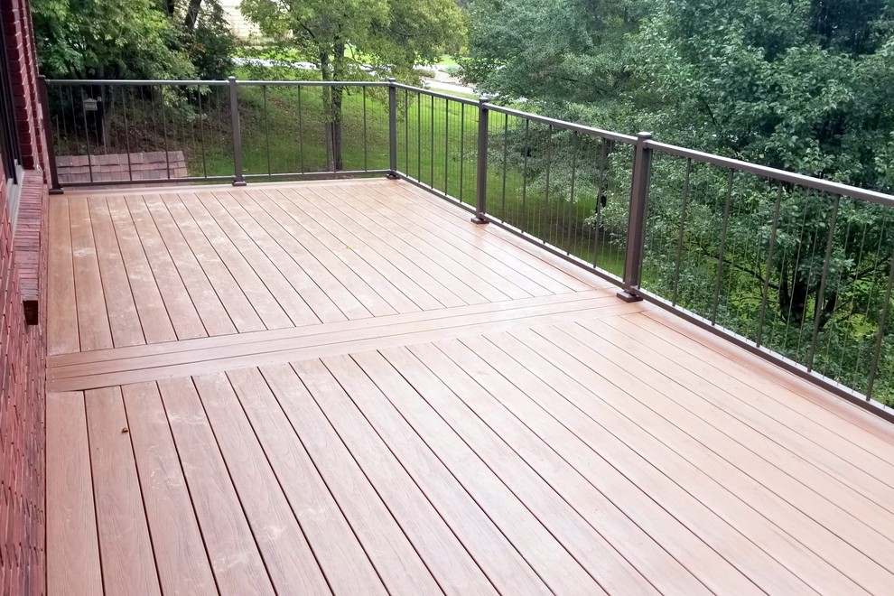 Large backyard deck photo with no cover