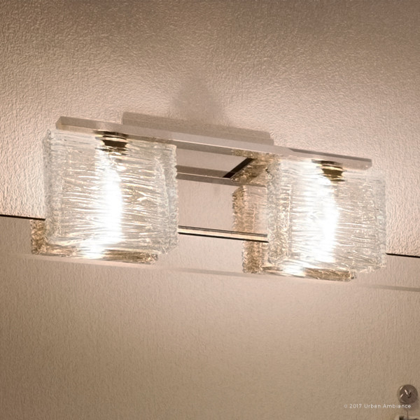 Luxury Modern Chrome Ribbed Glass Bathroom Light, UQL2721, San Diego