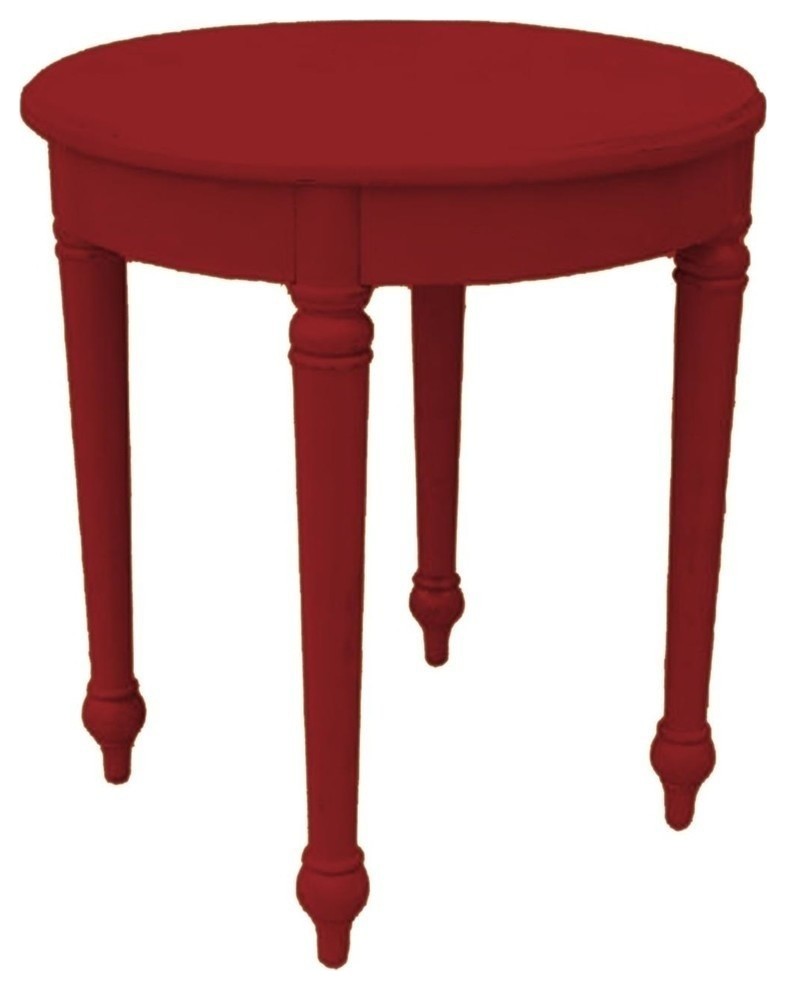 New Side Table Red Painted Hardwood Round