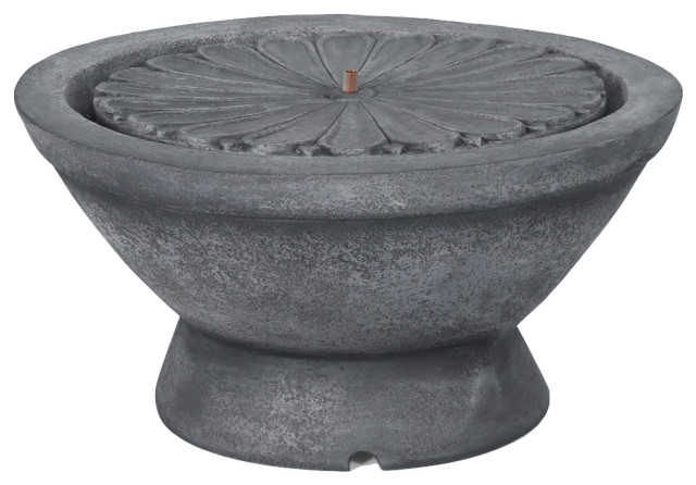 Fredell Outdoor Flower Bowl Fountain, Light Gray