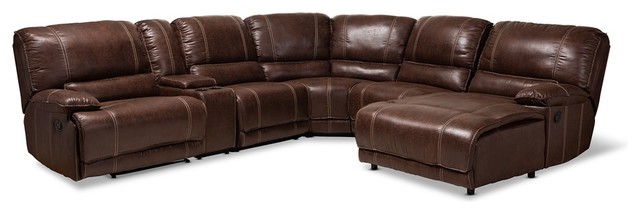 6 Piece Sectional Recliner Sofa, Modern Sectional Recliner Leather Sofa