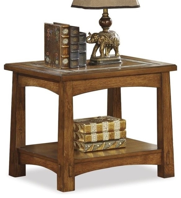 Beaumont Lane Traditional Hardwood Solids/Oak Veneer Wood Side Table in