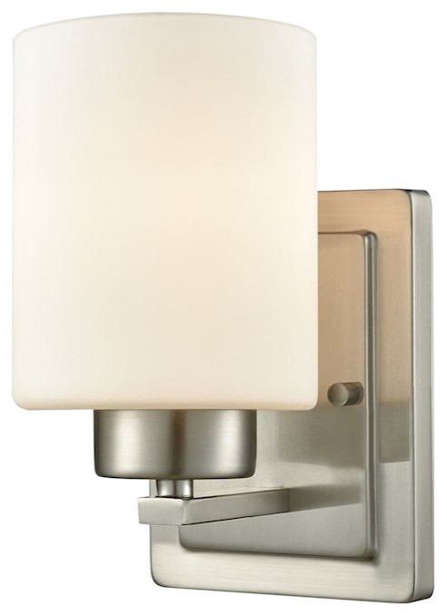 Thomas Lighting Summit Place 1-Light Bath, Brushed Nickel/Opal White