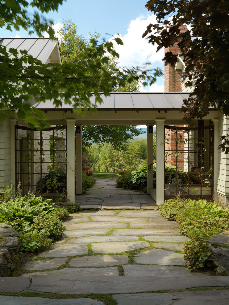 This is an example of a traditional shade stone landscaping in Burlington.