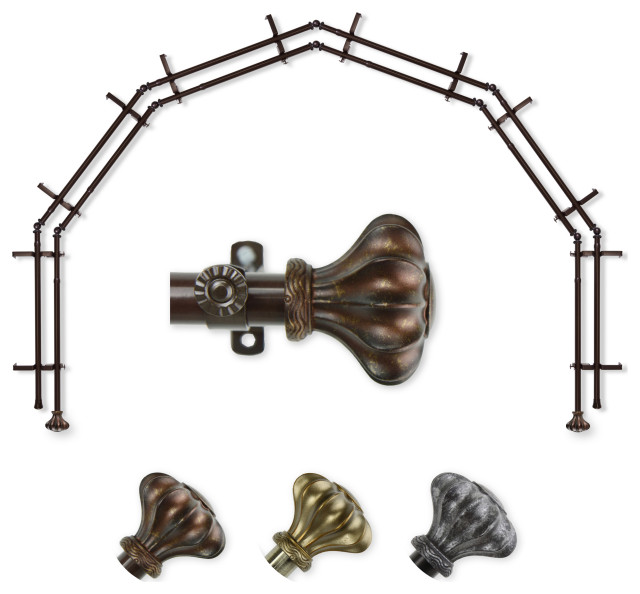 Maurice 6-Sided Double Bay Curtain Rod - Traditional - Curtain Rods ...