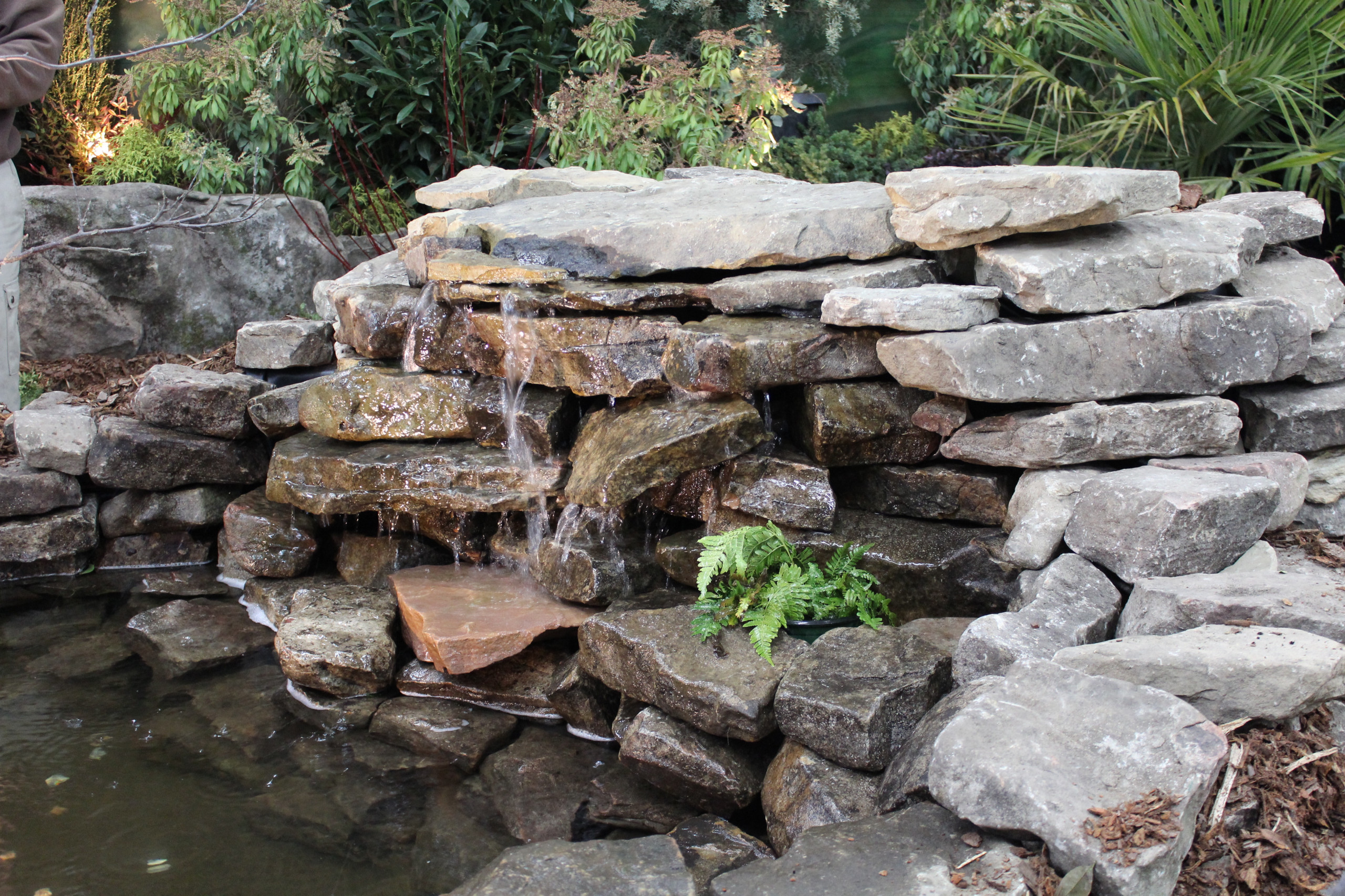 Natural Stone Waterfall Installation in Brentwood Tennessee