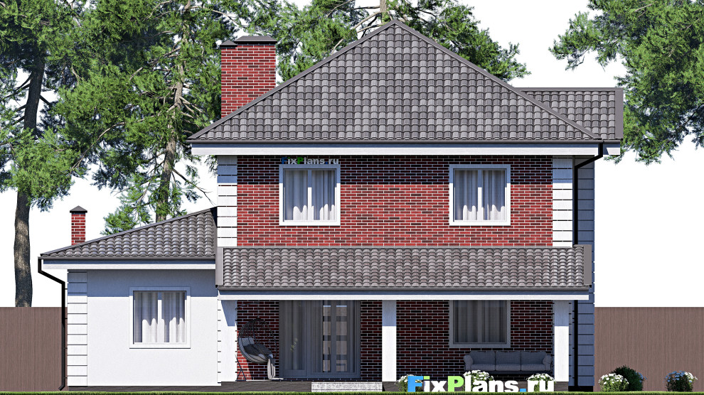 Проект двухэтажного дома 14х14 м S178м2 F-17315