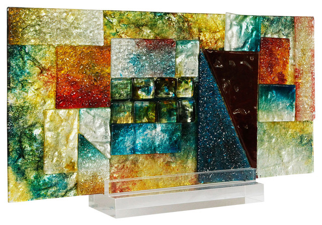 Sculpture Emerald Mixed Glass, 19"x10"