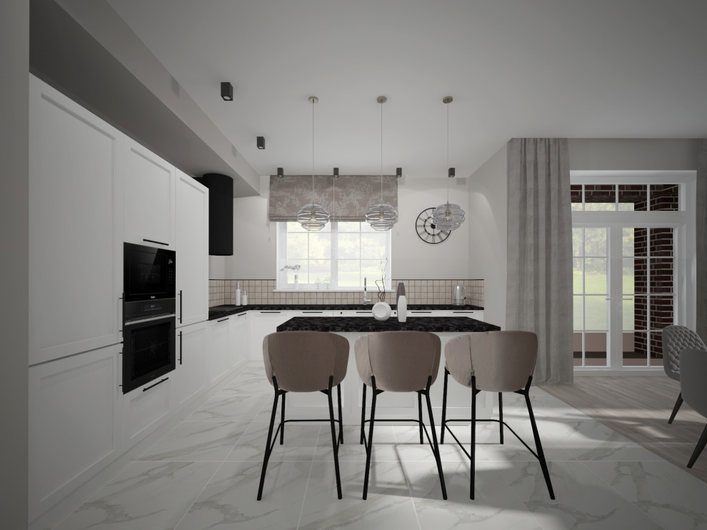 Кухня-гостиная в частном доме.