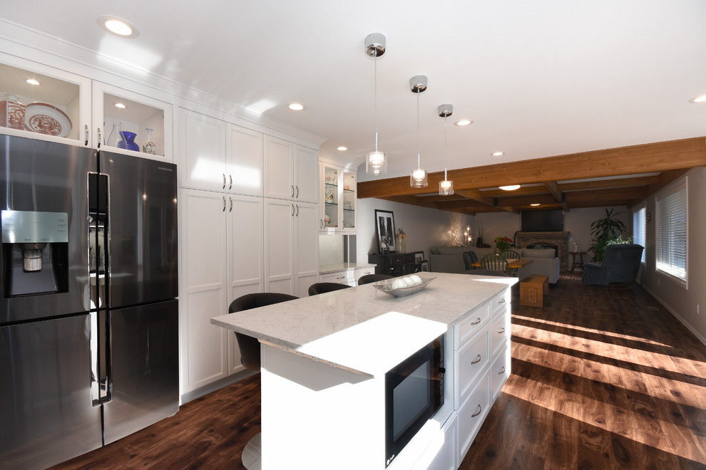 Example of a transitional kitchen design in Seattle