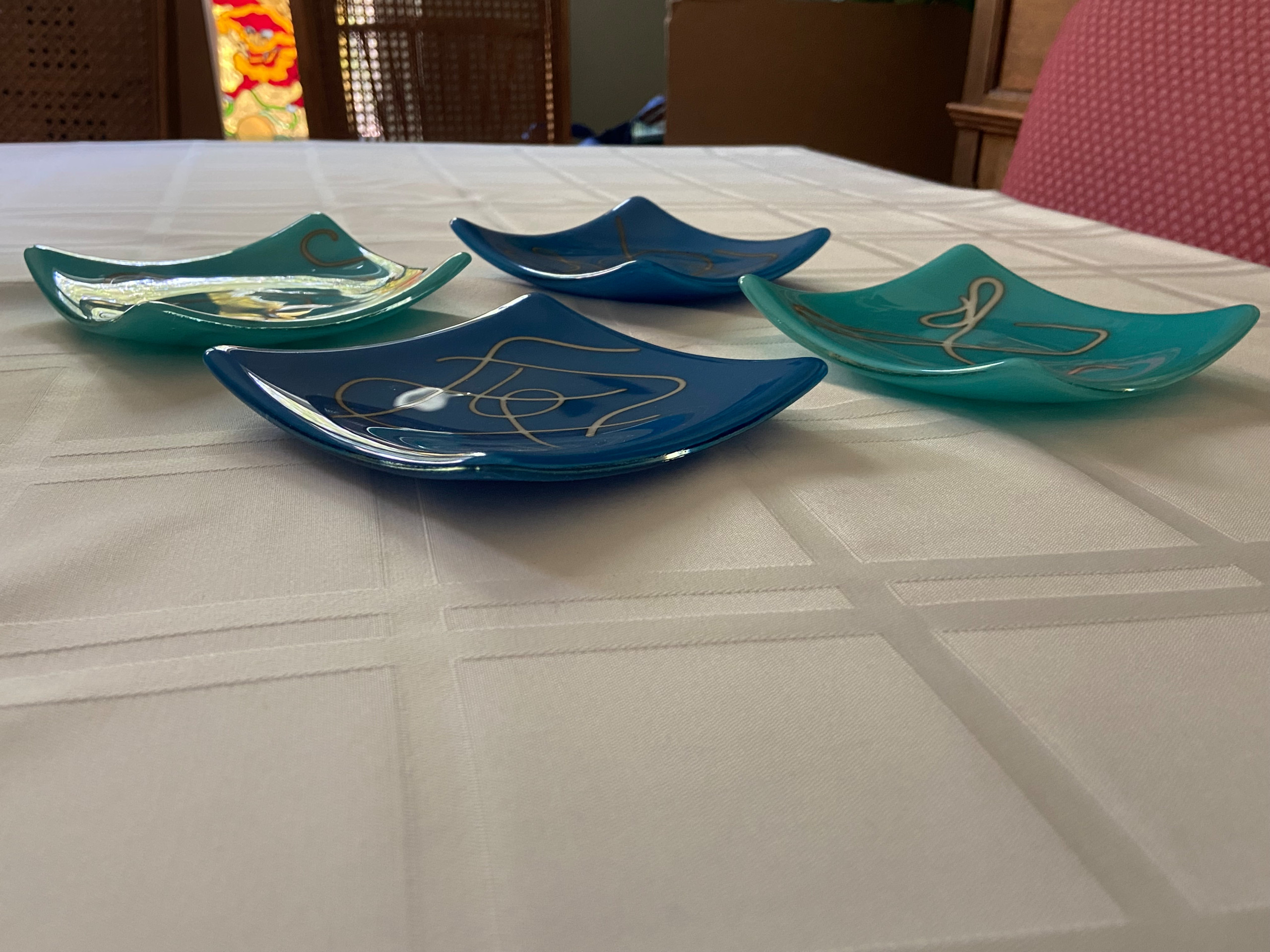 5" Cyan and Azure Blue Contemporary any-use dishes