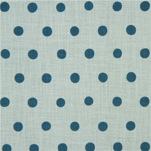 light blue echino canvas fabric with teal polka dots
