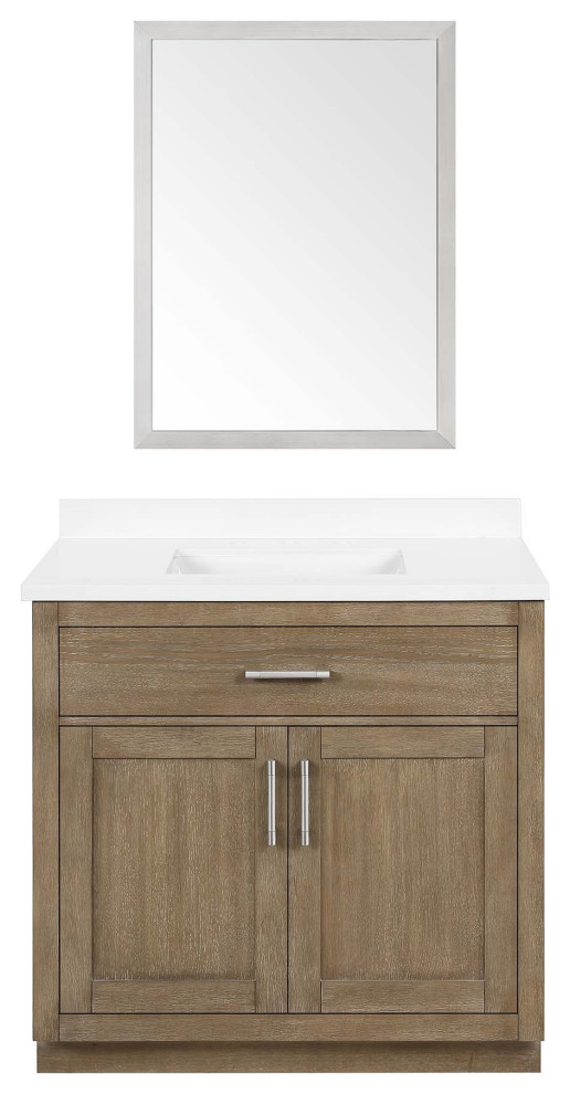 Ove Decors Bailey 36" Single Sink Vanity, Driftwood Oak With Hardware Farmhouse Bathroom