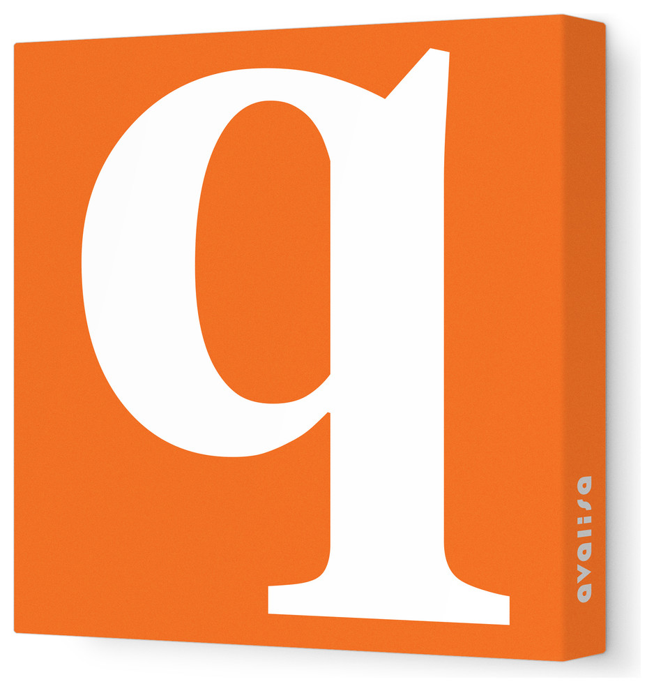 Lower Case Letter 'q' Stretched Wall Art, Pumpkin, 28" X 28"