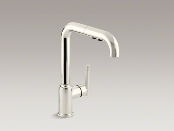 KOHLER K-7505-SN Purist Primary Pullout Kitchen Faucet, Vibrant Polished Nickel