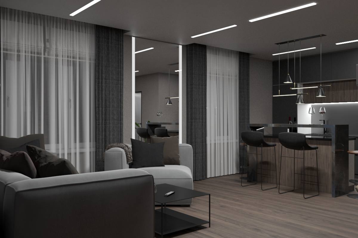 кухня-гостиная в ЖК Парк Апрель