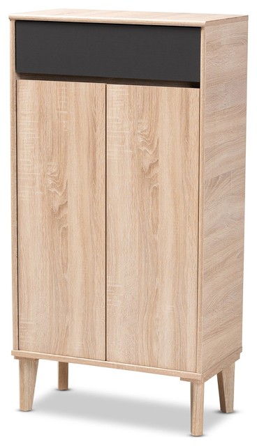 Baxton Studio Fella Oak Brown And Dark Gray Entryway Shoe Cabinet