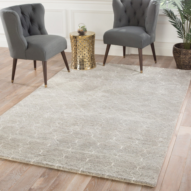 Jaipur Living Margo Knotted Geometric Gray/White Area Rug, 5'x8'