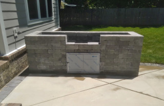 Cinder block grill outlet surround