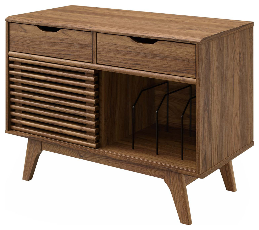Sofa Side Table Display Stand, Wood, Brown Walnut, Modern, Lounge
