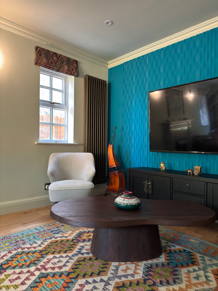 Bold and ethnic Transitional style Living/Dining room
