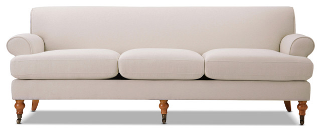 Alana Lawson Three-Cushion Tight Back Sofa, Sky Neutral Beige Polyester