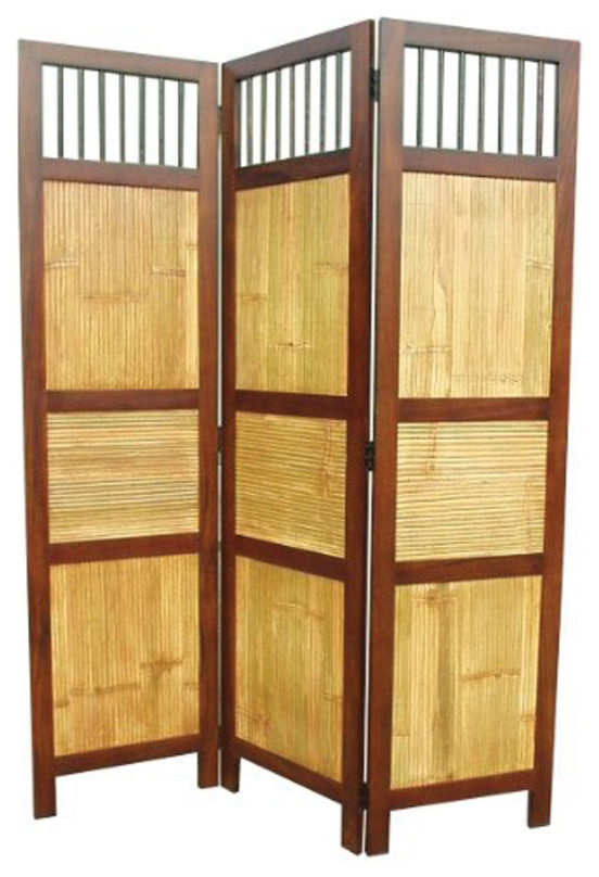 Offex 3 Panel Mahogany Solid Wood Screen Room Divider Asian Screens