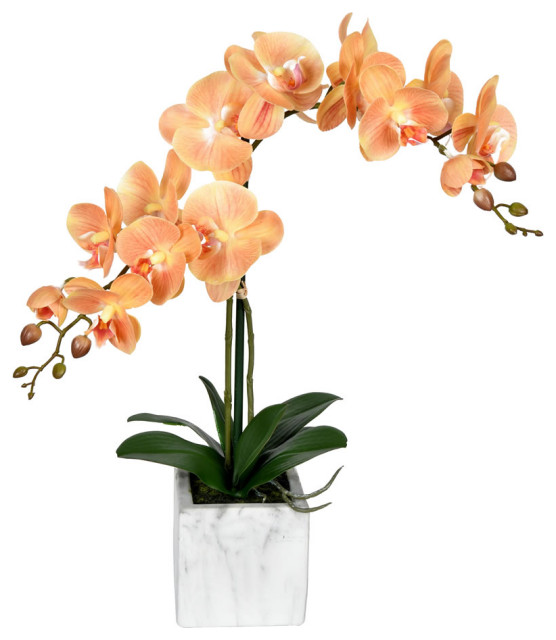 Vickerman FN190402 25" Artificial Potted Real Touch Coral Phalaenopsis Spray