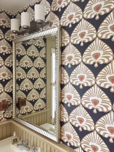 Wallpaper in bathrooms- love it