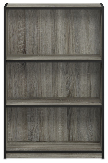 Furinno 14151R1GYW 3-Tier Adjustable Bookcase French Oak Grey