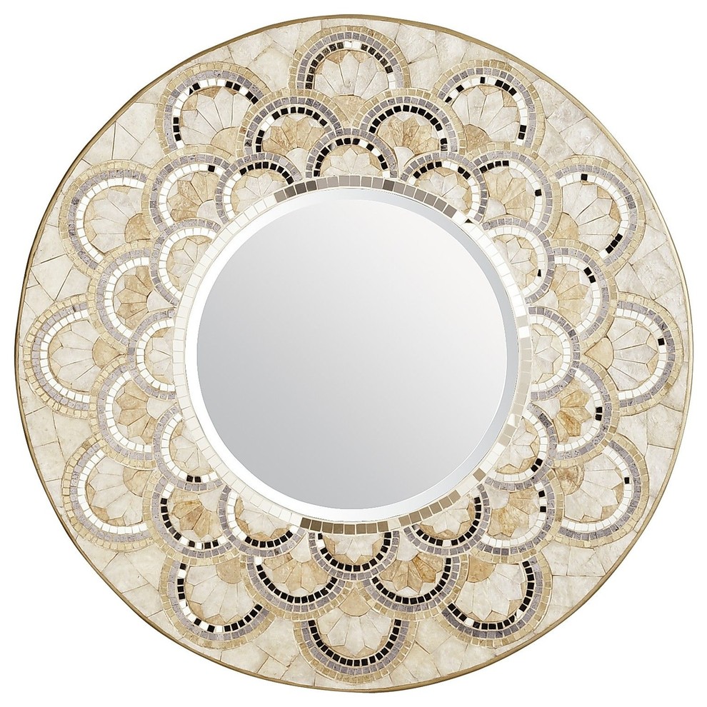 Pearl and Gold Round Mirror