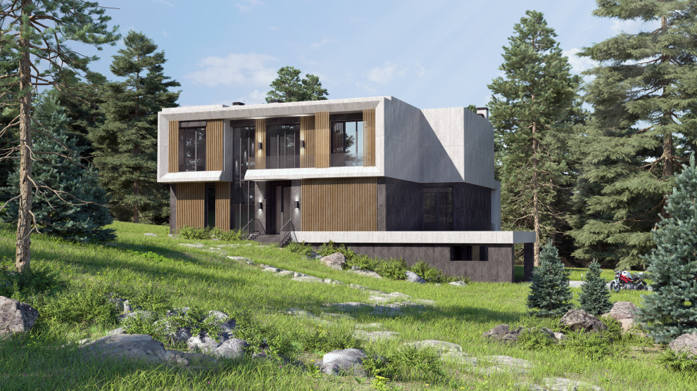 Проект загородной вилы на склоне|752 м2|Московская обл.