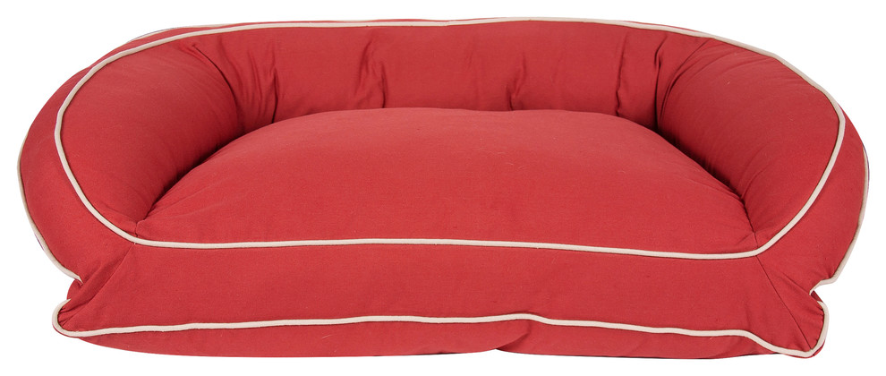 Classic Canvas Bolster Lounger, Red With Khaki Cording, L/XL