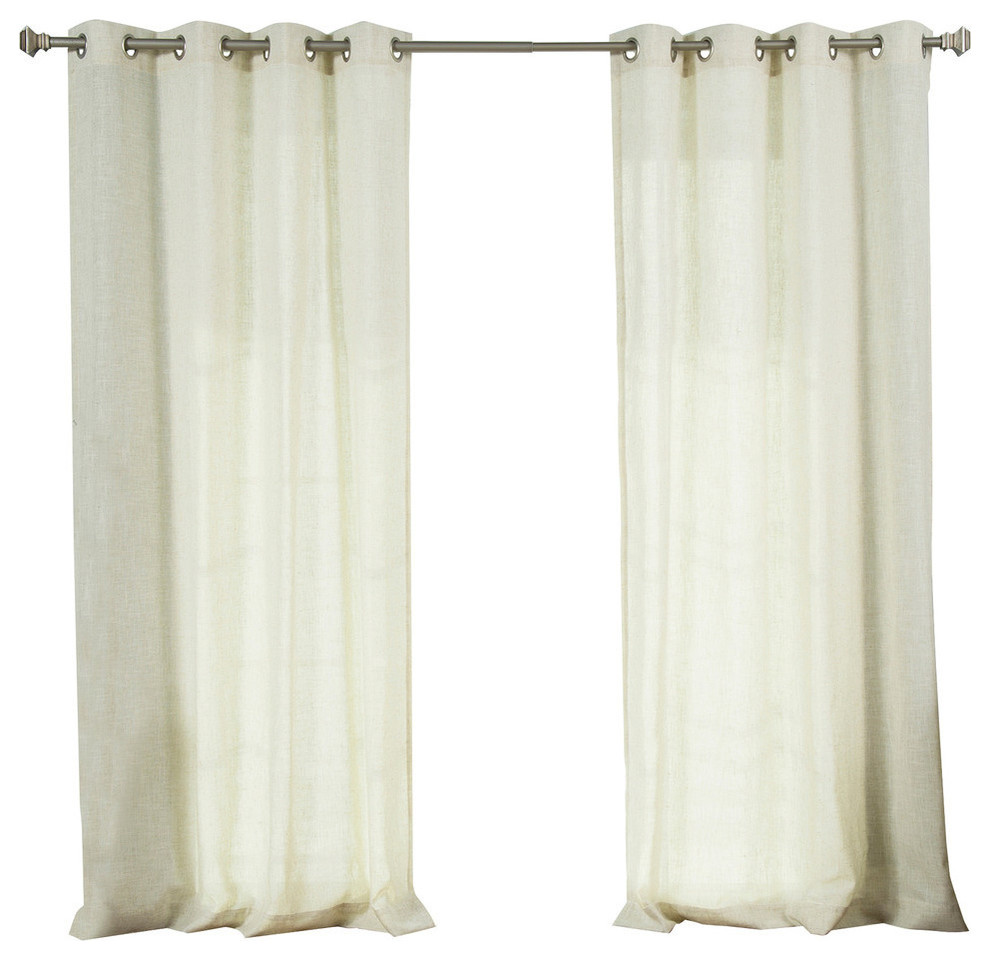Faux Linen Blend Curtain Panel, Set of 2, Flax, 52"w X 84"l