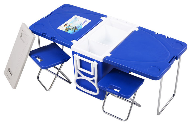 cooler with table and chairs