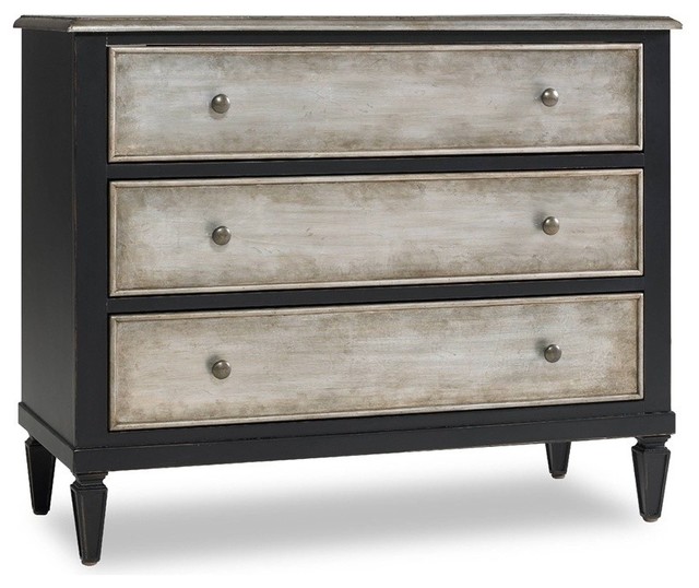 Two Tone Aluminum Wrap and Black Three Drawer Chest Traditional