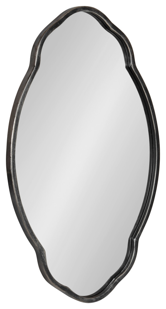Magritte Scalloped Oval Wall Mirror, Black, 18x30