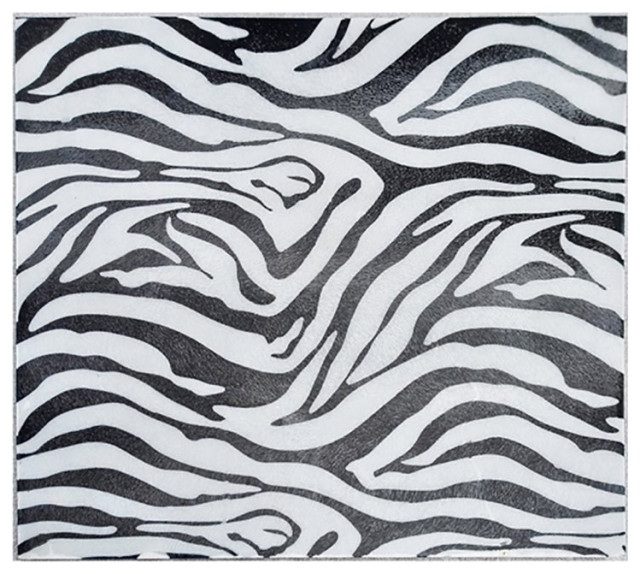 HomeRoots 4" Small Zebra Skin Modern Iron Metal Wall Tile in Black